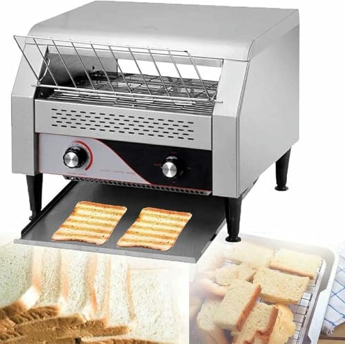 CNPRAZ Tostadoras Transportadoras Industriales Alta Resistencia Tostadora Eléctrica Grande Acero Inoxidable 2200 W,con Tubos Calentamiento Dobles para Panecillos,Pan,Alimentos Horneados