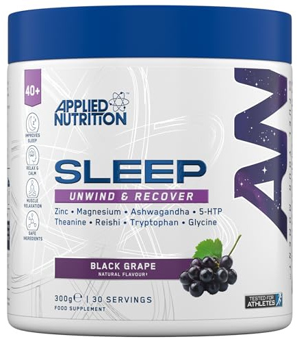 Applied Nutrition Sleep Support for Over 40s | Magnesium, Glycine, L-Theanine, 5-HTP & Adaptogens | Informed Sport – Black Grape (300g – 30 Servings)