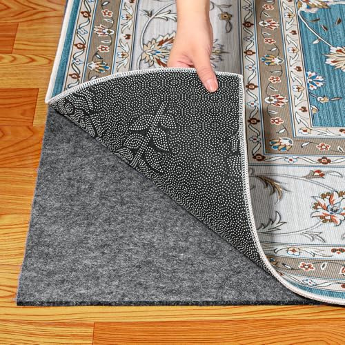 Waterproof Rug Pad 4x6 Ft, 1/8 Thick Under Area Carpet Padding, Non Slip Felt Rug Pads for Hardwood Floors, Protective Underlay Keeps Rugs in Place Without Wrinkles