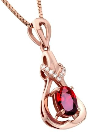 Mesnt Halskette Rotgold, 18K Rotgold Collier für Damen with Im Labor hergestellter Rubin 0.99ct
