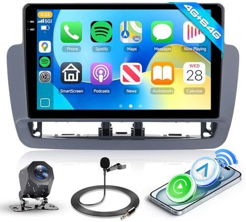 Hodozzy 4G+64G Radio para Seat Ibiza 2012-2015 Android 9 Pulgadas InCell Pantalla Táctil Carplay Inalámbrico Android Auto, Radio 2 DIN para Seat Ibiza Reproductor GPS Bluetooth DSP WiFi RDS Cámara