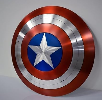 Captain Shield America Rundes Metallschild, Baustahl mit Ledergriff, Cosplay-Rollenspiel-Wanddekoration, Weihnachts- und Erntedankgeschenk