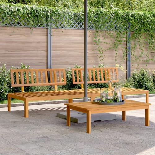 Emmtore Garten-Mittelsofas aus Paletten 2 STK. Massivholz Akazie Braun Sofa-Mittelteil for Garden, Patio,Modular Garden Sofa with Cushion