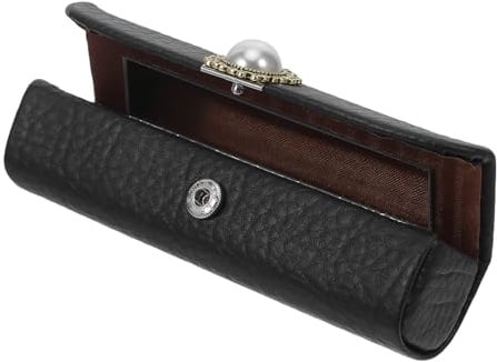 DRESSOOS Kleiner Lippenstift Reisehalter Tasche Organizer Lippenstift mit Spiegel aus Pu Leder Kompakte in Schwarz für Unterwegs und Arbeit