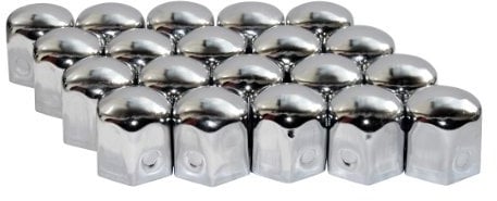 EUFAB 15231 Verchromte Radschraubenkappen, 19 mm, Metall, 20 Stück im Blister, Chrom