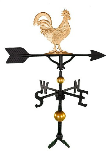 Montague Metal Products Wetterfahne mit goldenem Hahn, 81,3 cm