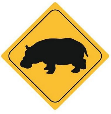 FahnenMax Autoaufkleber Sticker Achtung Nilpferd Aufkleber