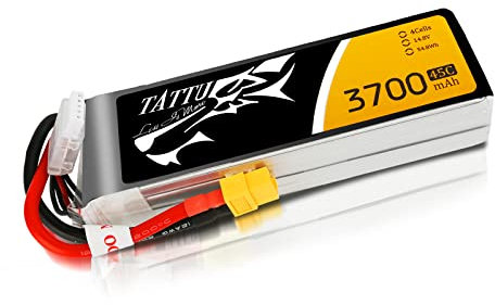 Tattu 4S LiPo Akku 3700mAh 14.8V 45C 4S Lipo Battery mit XT60 Stecker für FPV Racing Quad Copter Drone Flugzeug Flug Blackout Mini Spider Hex 330 360