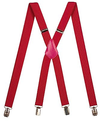 Olata Unisex Hosenträger schmal mit Metallclips/Verstellbare Hosenträger X-Form mit überkreuzten Trägern – 2,5 cm. Fuchsia