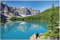 Wallario Outdoor-Poster für Garten oder Balkon Tiefblauer See mit Bergpanorama und Wäldern Kanada, Motivbanner Größe: ca. 120 x 180 cm, Outdoor-Bild
