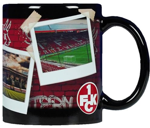 1. FC Kaiserslautern Tasse Magic - Schmuckstücke - Kaffeetasse schwarz Zaubertasse FCK - plus Lesezeichen I Love Kaiserslautern