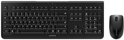 CHERRY DW 3000, Kabelloses Tastatur-Maus-Set, EU-Layout (QWERTY), 2,4 GHz Funk, Flaches Design, Geräuscharme Tasten, Symmetrische Maus, Schwarz