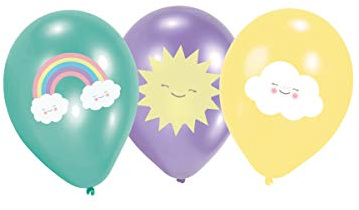 Amscan 9904307 - Latexballons Rainbow and Cloud, circa 28 cm, Sonne, Wolke, Regenbogen, Luftballon