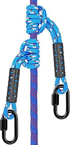 BeneLabel 50cm Kletterseil, Erwachsene Sicherheitsseil mit 2 Karabiners Indoor Outdoor Kinder Kletterwand Rettungsseil für Bergsteigen Notfall Überleben, 10mm Durchmesser/907kg, Blau