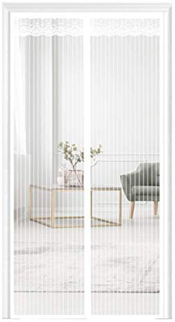 GUOGAI Zanzariera Magnetica Finestre Zanzariere a Rullo Chiusura Automatica con Strisce Adesive per Casa Ufficio, Bianco 75x190cm(30x75inch)