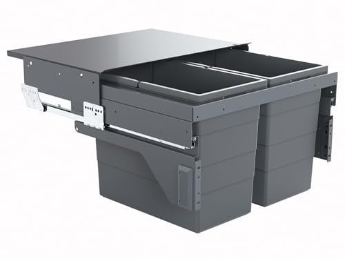 Hailo Abfallsammler 361084 | Cargo 2X 28 Liter | für 60cm Schrankbreite | Einbau Mülleimer Auszug | Anthrazit