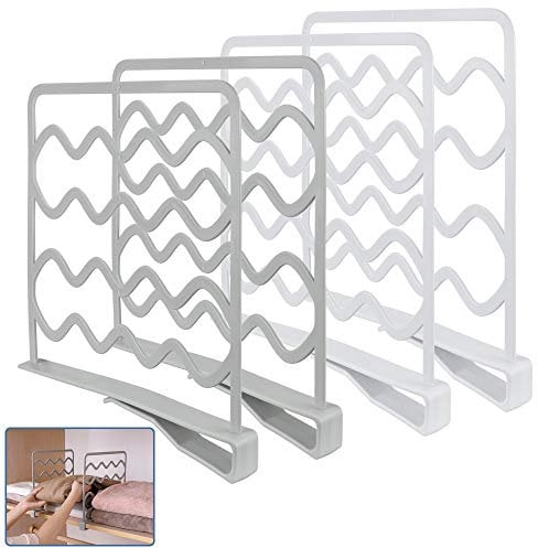 GOLRISEN 4 Stück Regaltrenner Kleiderschrank Organizer Schrankteiler Regalteiler Set Regalsystem Ohne Bohren Kleiderschranksystem Platzsparend Kleiderregal für Schrank Küche Bücherregal Schlafzimmer