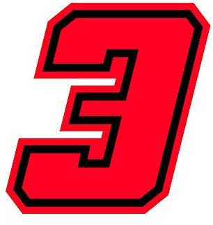 4R Quattroerre.it 13393 Numero Racing 3 Moto GP, Rosso Fluo, 10 x 10 cm