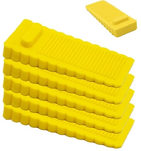 5 Pack Clear Rubber Door Stops Premium Door Wedge Anti Slip Door Stop Silicone Door Stops Heavy Duty Door Stops Wedges for Floor Patio(Yellow)