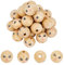 FINGERINSPIRE Smile Holzperlen 30 Stück x 21,5mm Natur Holz Perlen mit Loch Lächelndes Gesicht Holzkugeln Rund Holzperlen für Makramee Auffädeln Armband Traumfänger Anhänger DIY Handwerk