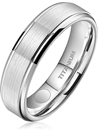 JEROOT Titan Magnetischer Ringe, 5mm Silber Magnetring Herren Damen, Therapeutischer Magnetische Rings Polierter Lifestyle-Ring Starker Magnet (3500 Gauss)