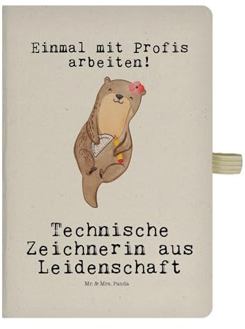 Mr. & Mrs. Panda DIN A4 Baumwoll Notizbuch Technische Zeichnerin Leidenschaft - Geschenk, Adressbuch, Notizheft, Kollege, Notizen, Notizblock,