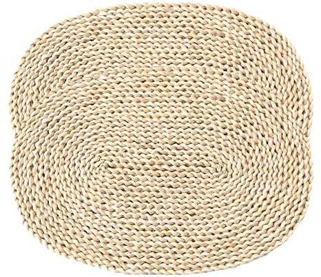 2 Stück Ovale gewebte Tischsets 30 x 45cm natürlicher Maisstroh, Rattan, Küche, Esstisch, rustikale Boho-Hitzebeständige, rutschfeste runde Tischmatten, hitzebeständig geflochten
