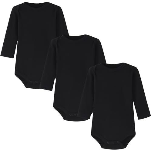 HahaNice Baby Long Sleeve Bodysuits Black 18 Months