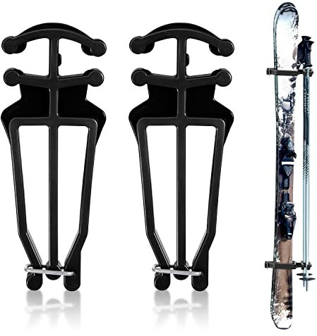 Langlauf Skistock Halter, Universelle Skistock Clip Skistock Halterung Skistockträger Ski Zubehör, 1 Paar, Schwarz