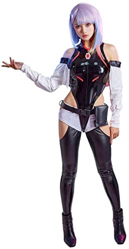 Cosplay.fm Women’s Cosplay Costume PU leather Bodysuit Set Punk Bodysuit (black, L)