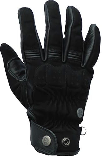 Mycl Turell Motorradhandschuhe Cross Stitch - Motorrad Handschuhe Herr - Echtleder - Handschuhe Herren Motorrad Touring mit Gel Polster (Schwarz, 5XL)