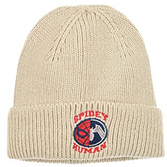 Sun City Spider-Man Kinder Jungen Winter-Mütze Strick-Mütze, Farbe:Beige, Größe:52