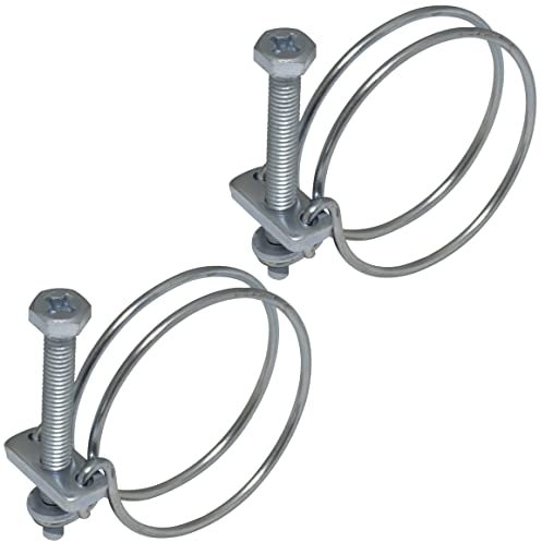 AERZETIX - C63728 - Lot de 2 colliers de serrage à double fil 35-40 mm - en acier - couleur argent - pour conduites d'air gaines ventilation tuyau d'irrigation maintenance
