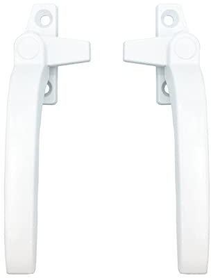 Ersatz Fenster Griffe, Rechts/Linke Fenstergriff, Aluminiumlegierung Herausdrückbarer Fenstergriff, Fenster Griff Hebel Gehäuse Verriegelung Griff (Links + Rechts, Weiß)