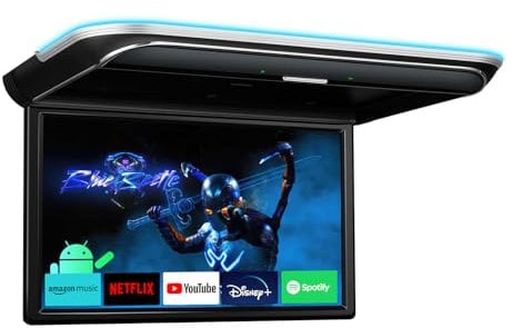 XTRONS 17.3-inch FHD Android 9.0 Car Overhead Flip Down Mount Monitor 8K 1080P IPS Screen Octa-core Car Roof Multimedia Player Car Video With Superior Sound and Screen Mirroring Support HDMI/USB/AV/IR