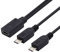 chenyang Câble d'extension USB C femelle 1 vers 2 micro USB mâles