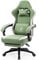 Dowinx Gaming Stuhl Stoff mit Taschenfederkissen, Massage Gaming Sessel mit Fußstütze, Ergonomischer PC Stuhl Gamer Stuhl Bürostuhl 150 kg, Grün