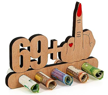 Giftota - Originelle Lustig 70. Geburtstag Geldgeschenk Holz - 69 + 1 - Geschenk zum 70.Geburtstag - Geburtstag Jubiläum - Geschenke aus Holz Frauen & Männer - 70 Geburtstag Deko
