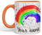 Vixar Personalised with Your Text Rainbow Watercolour Art Coloured Ceramic Mug Cup Gift 330ml 11oz Custom Work Office Tea Coffee (O1) (Orange)