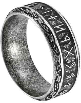 TQWSVUM Nordischer Wikinger Ring mit keltischem Knoten für Männer und Frauen –8 mm breiter Edelstahlring –Handgefertigter mittelalterlicher polierter Vintage Ehering Verlobungsschmuck(Vintage_11)
