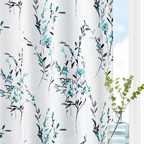 MYSKY HOME Vorhang Innen Vorhänge mit Drucken Thermovorhang mit Ösen Gardinen Fenster Modern Schlafzimmer Wohnzimmer Gardine,H 213 X B 132 cm,Blau-Grün.