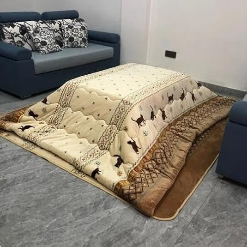 YuanSpring niedriger Tisch Kotatsu Tisch Futon Teppich Heizung japanischen Stil Winter Heizung Tisch Wohnzimmer Möbel Tatami Futon Teppich(B)