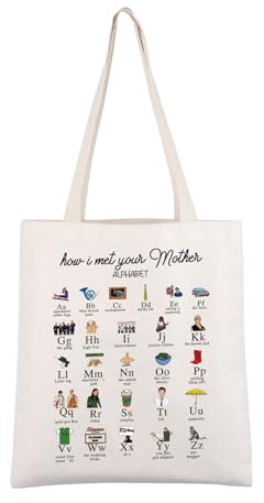AKTAP HIMYM Alphabet-Tragetasche, Hymym-Barney-Fans, Geschenk, blaues Waldhorn mit gelbem Regenschirm, TV-Serie inspiriert, Retro-Schulter, Himym Alphabet Tb, 16*15INCHES