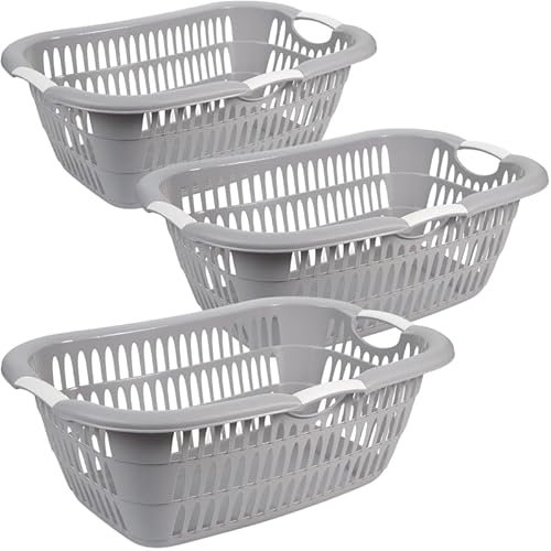 2friends Exklusives 3er Wäschewanne Set 38L, Eleganter Kunststoff, Grau - Wäschekorb mit Griff, Wanne Kunststoff, Optimiert für einfachen Transport mit ergonomischen Griffen