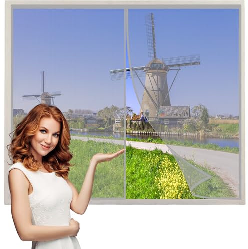 Magnet Fliegengitter Tür 100x150cm Grau Fiberglass Mesh Curtain,Anti-Riss-verstärktes Oberteil-Magnet Fliegengitter Automatisch Verschließen für Terrassentür Balkontür