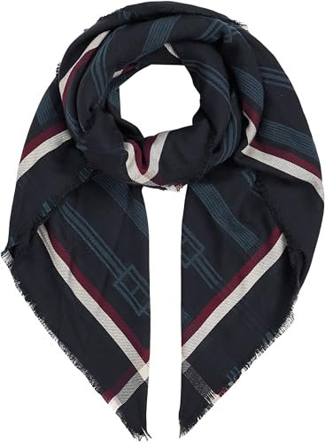 Tommy Hilfiger Damen Tuch Essential Flag Jacquard Square aus Viskose, Blau (Space Blue), Einheitsgröße