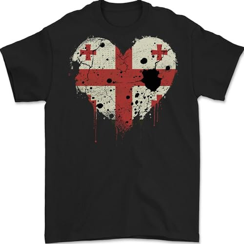 Love Georgia Flag Georgian Day Football Herren-T-Shirt, 100 % Baumwolle, Schwarz , L