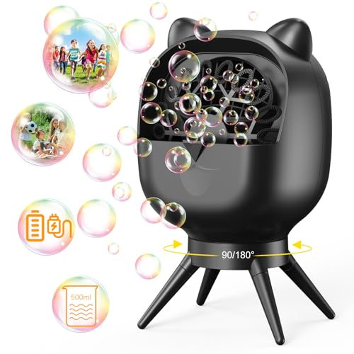 Panamalar Automatica Macchina Bolle di Sapone, Macchina per Bolle 18000+ Bolla al Minuto per Bambini con 180°Rotate/500ml Serbatoio/Batteria Ricaricabile/18 Fori for Festa All'aperto Matrimonio