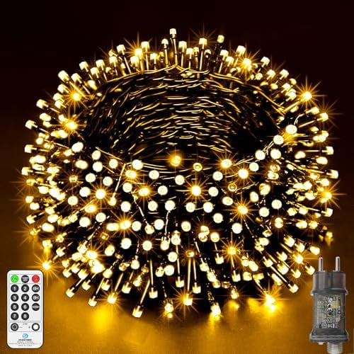 LYNNON LED Lichterkette Außen Warmweiß 15m 500 LED Lichterkette Outdoor Wasserdicht 8 Modi mit Fernbedienung und Timer, Lichterkette Innen für Party Hochzeit Ostern Garten Balkon Weihnachtsbaum deko