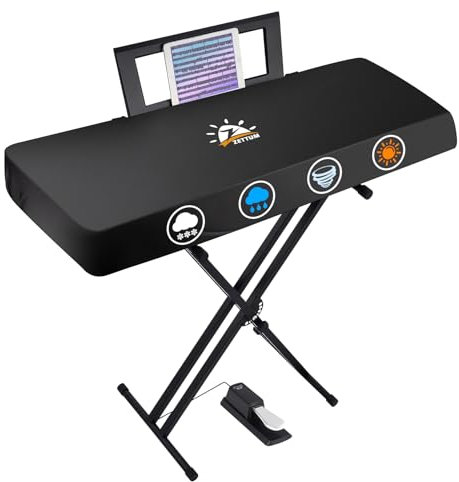 Zettum Housse de protection pour clavier de piano électronique 88 pouces, housse de protection noire contre la poussière avec boucle réglable pour Yamaha, Roland, Casio, consoles (129 x 35 x 12 cm)